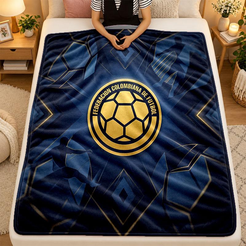 Flannel BlanketColombia Football Warm Soft Throw Blanket for Indoor Sofa Bed Living Room Use