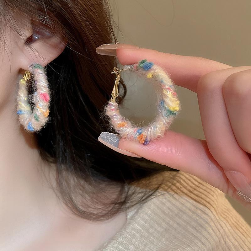 Snowflake Red Bow Hairball Earrings Creative Versatile Earrings Autumn and Winter Earrings