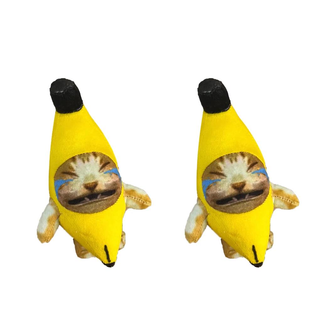 Banana Cat Doll Pendant Keychain Crying Happy Banana Cat Plush Pendant With Sound Toy Car Bag Funny Pendant Keyring Gifts Kids