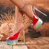 Pesstwei Neue Sexy Stiletto-High Heels Damen-Slipper Design Stil Bunte PVC-Transparente Bankett-Slides Damenschuhe