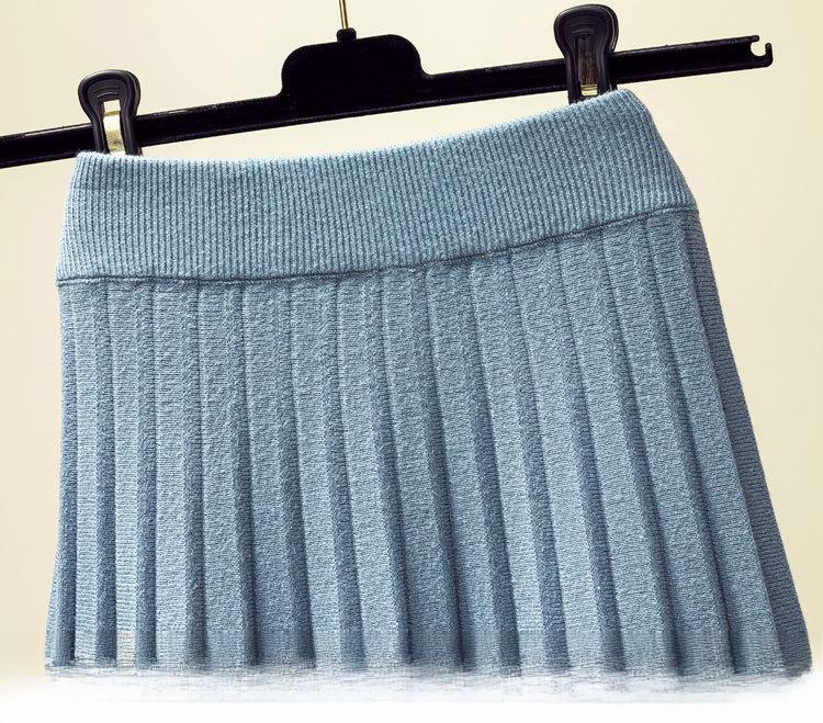 A-Linien-Rock aus Wollstrick mit hoher Taille – Faltenrock im College-Stil für Damen im Herbst/Winter mit Pullover