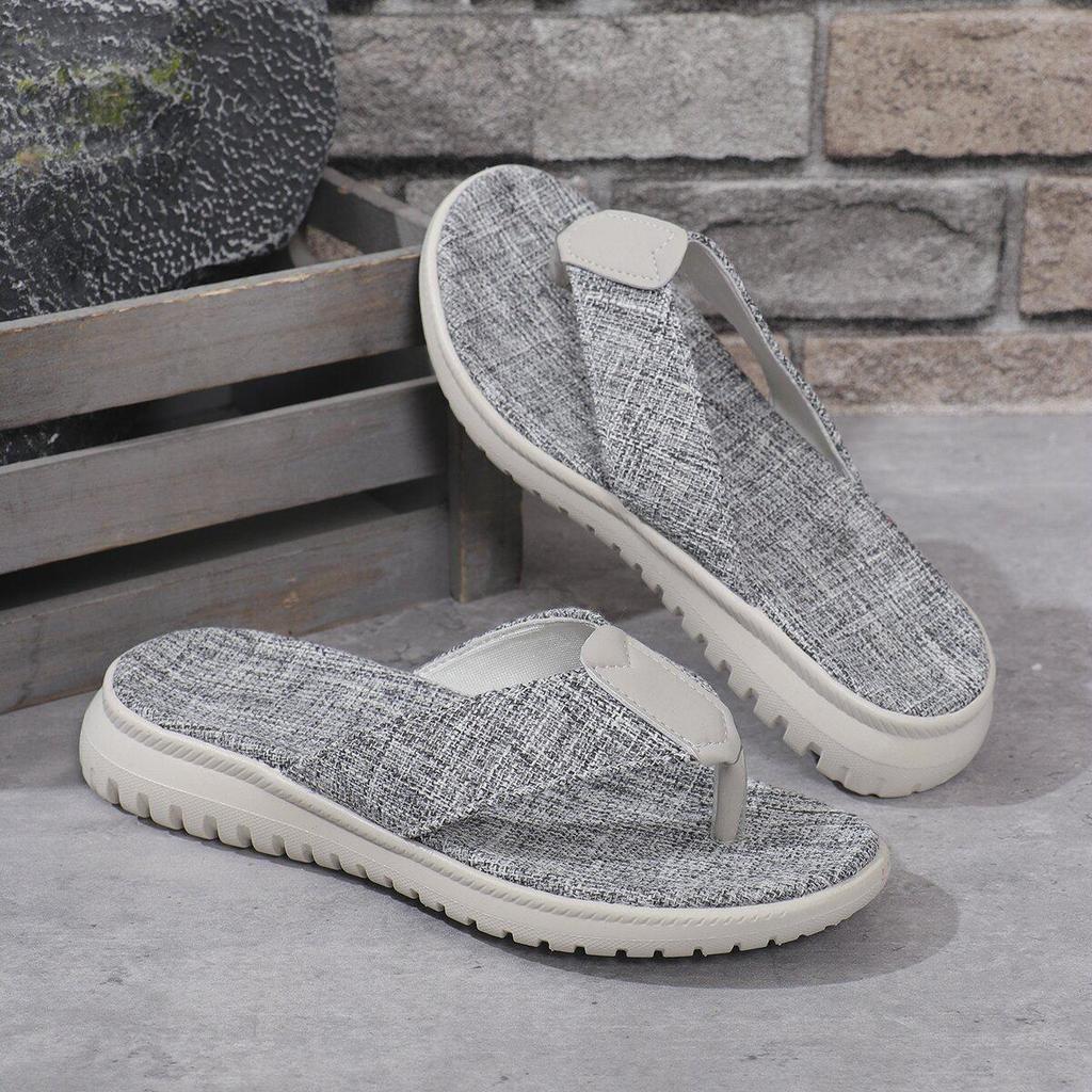 Women's Plus Size Non-Slip Canvas Flip-Flops - New 2025 Outdoor Flat & Sweat-Absorbing Beach Sandals