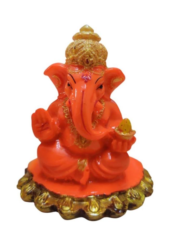 @ Lord Ganesha Idol In Orange Color Ideal For Car Dashboard 80Gm Zr-7030-60%Off