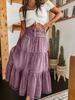 Women's Off Shoulder White Top with Pink Layered Ruffle Hem Midi Skirt Set