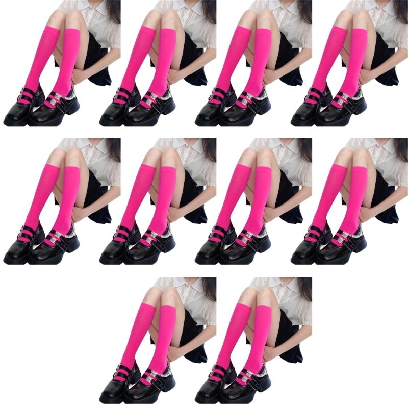 10 Pairs Women s Velvet Calf Socks Elastic Mids Calf Solid Pastel Colors Soft And Sweat Wicking