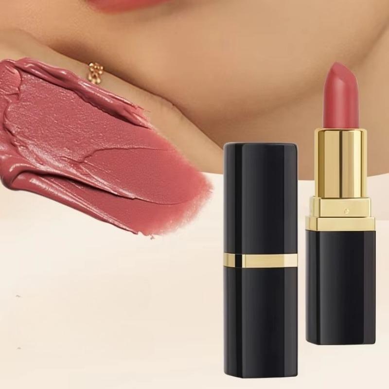 Matte Moisturizing Black Body Gold Tube Lipstick Moisturizing Schoolgirl Retro Milk Tea Color Lipstick