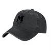 M Logo Washed Canvas Baseball Cap Classic Black Adjustable Hat Vintage Style Unisex Outdoor Wear Fashion Accessory