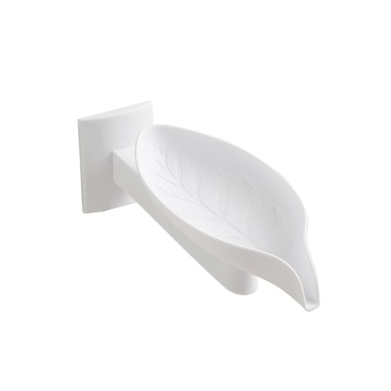 Soap Organizers Leaf Shape Plastic Soap Holder Tray with Adjustable Design and Auto Draining for Sink Countertop