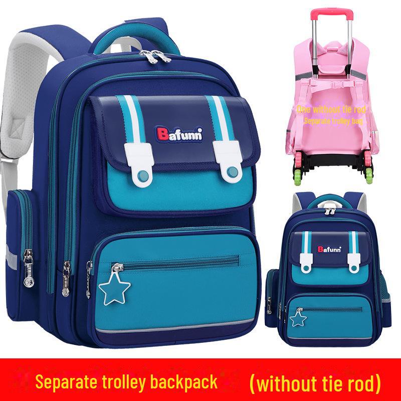 Waterproof Trolley Backpack for Kids, Grades 1-6, Ages 6-12, Dirt-Resistant