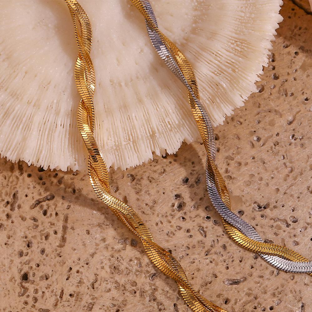 Wenjian Minimalist 18K Gold-Plated Double Braided Stainless Steel Bracelet