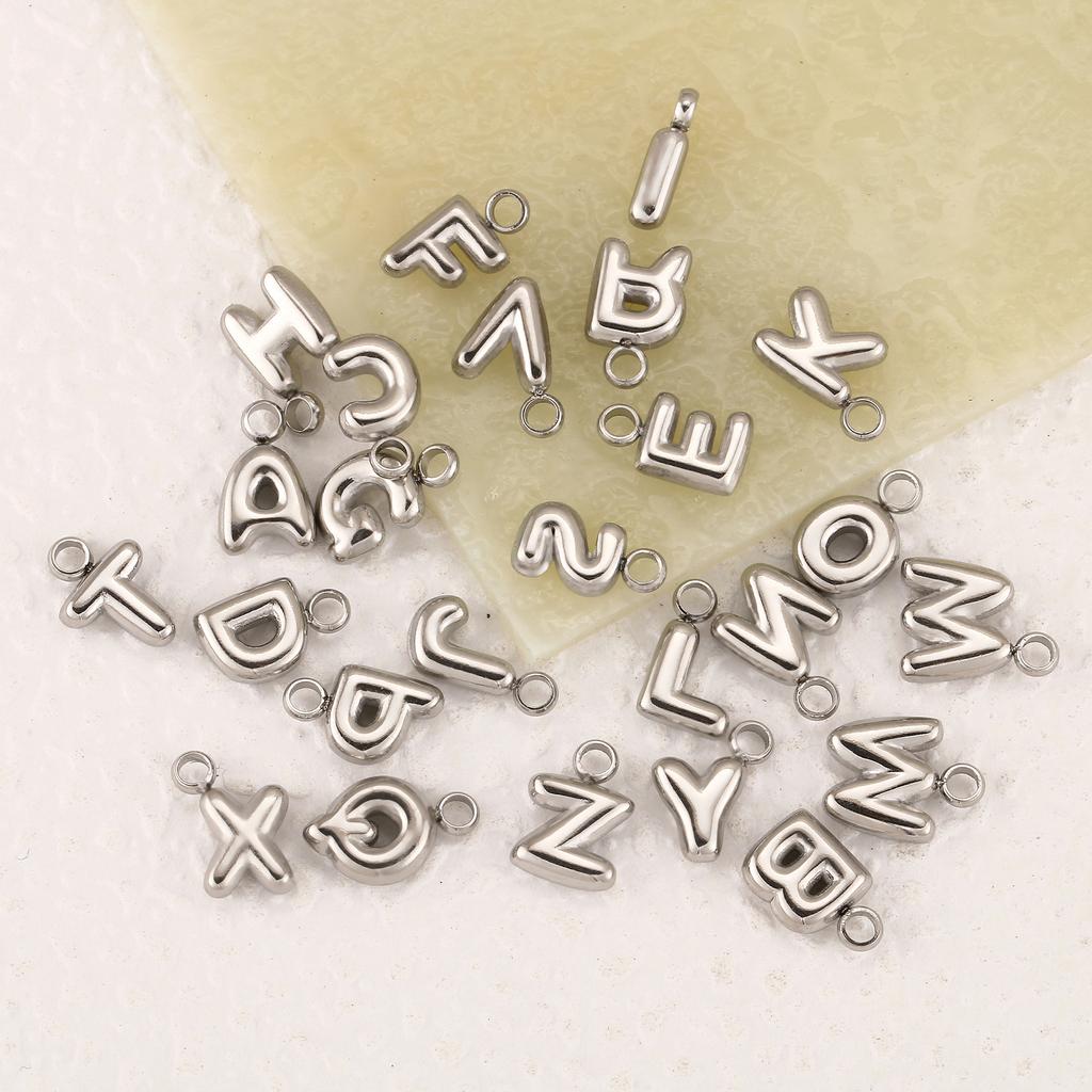 3Pcs Mini Balloon Alphabet Charms Cute Small Initial Bubble English Letter Stainless Steel Pendants DIY Necklace Bracelet Making