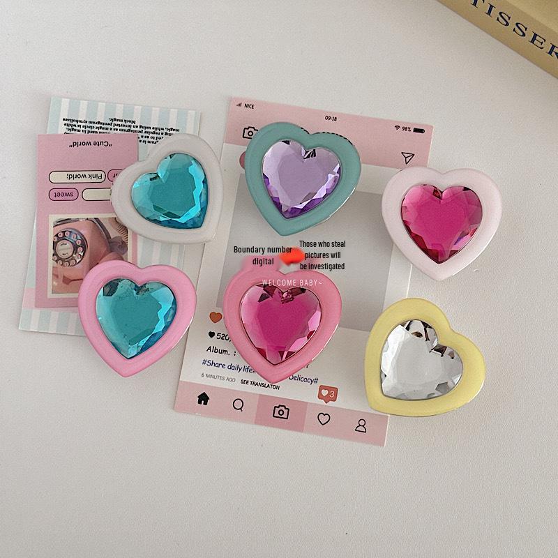 Korean Heart Gem Adhesive Desktop Stand in Macaron Colors