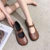 French Retro British Style Small Leather Shoes Girl 2025 Spring New Pearl Fairy Word with Platform Mary Jane Single Shoes