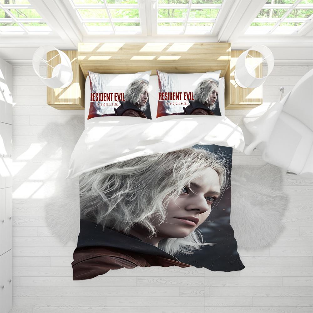Game R-Resident Evil R-Requiem Duvet Cover Set Soft Wash Bed 3 Piece Summer Comfortable Student Dormitory Home Baby Bedding Best