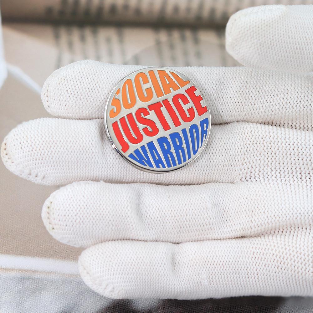 Multicolor Social Justice Warrior Brooch: Slogan Badge for Backpack or Clothing