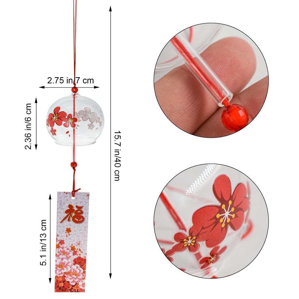 MrMrKura Wind Chimes Goldfish Cherry Blossom Glass Wind Chimes Set Handmade Wind Chimes Cute Entrance Wind Chimes Stylish Wind Chimes Clear Sound