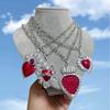 New Fashion Personality Handmade Silver Color Enamel Red Heart Pendant Necklace for Women Halloween Party Temperament Jewelry