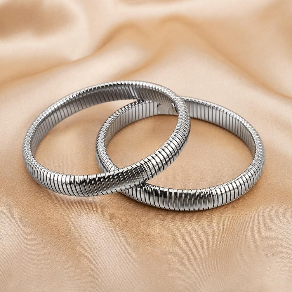 Elastic Stainless Steel Bangle Flex Snake Chain Cuff Bracelet Gold Plated Thick Wide Bracelet Wristband Trend Jewelry Women Gift