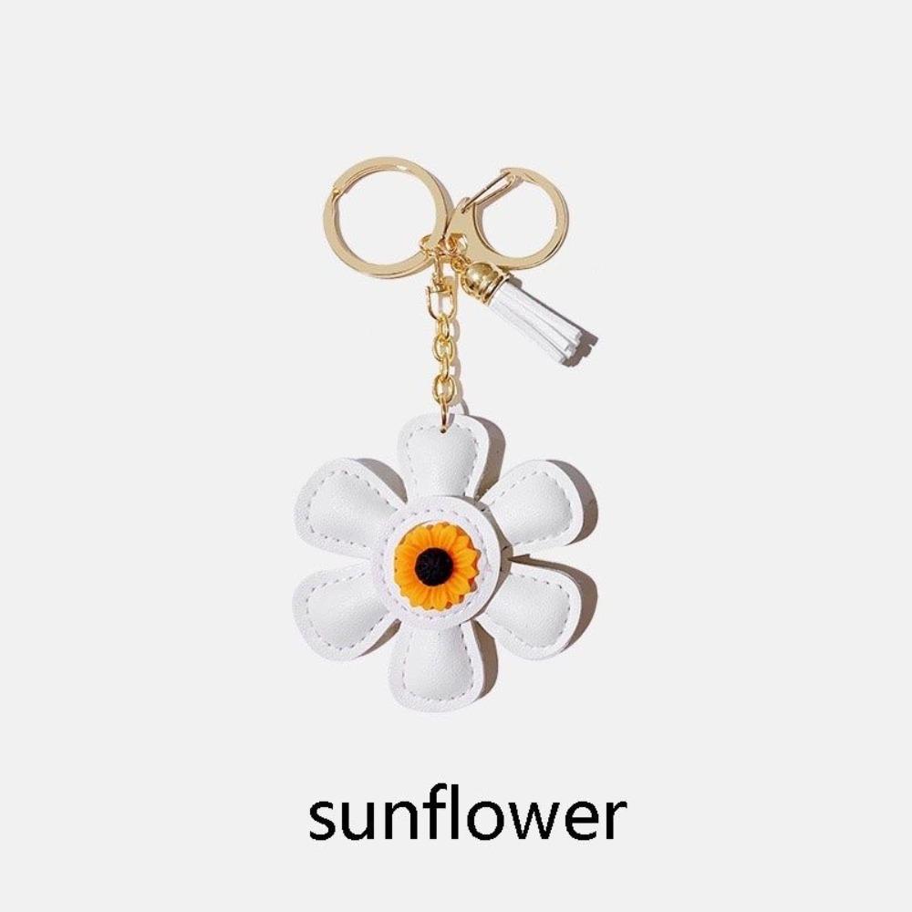 

Sunflower Bag Charm Creative Couples Keyring 2024 Bag Pendant Gift White