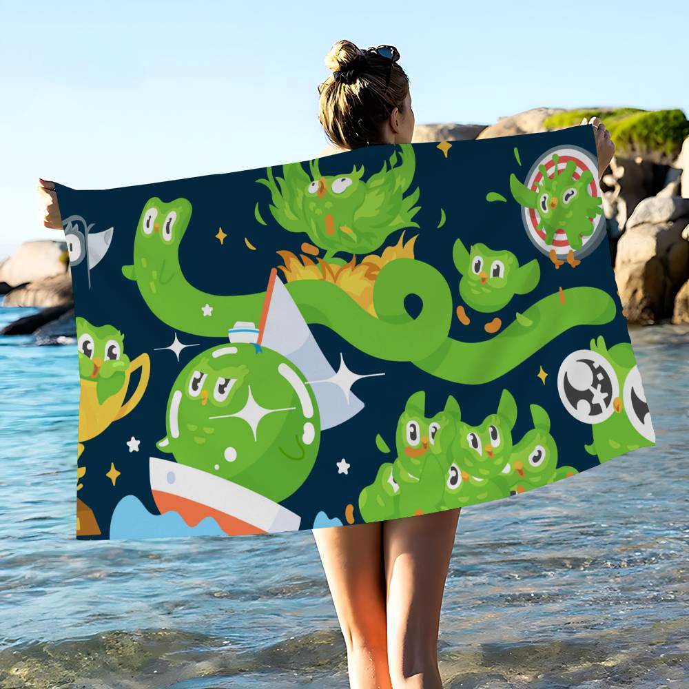 Funnyt D-Duolingo Microfiber Printed Beach Towel Mountain Climbing Yoga Beach Swimming Running Absorbent Soft Towel
