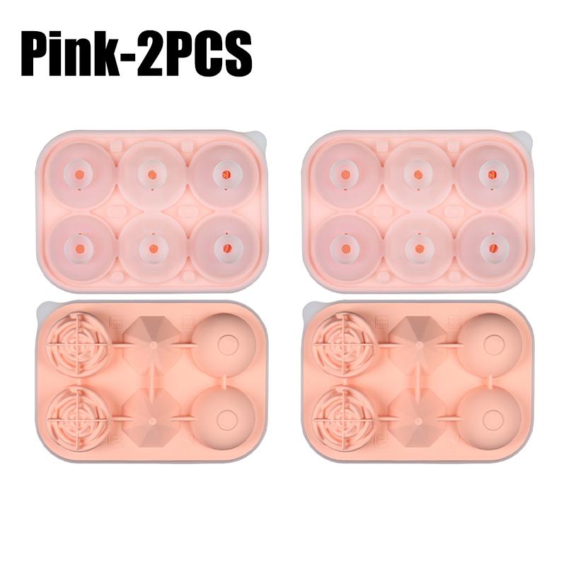 Large Silicone Ice Cube Tray with Lid Rose Diamond Ice Hockey Round Sphere Mold for Whiskey Cocktails Bourbon Easy Release
