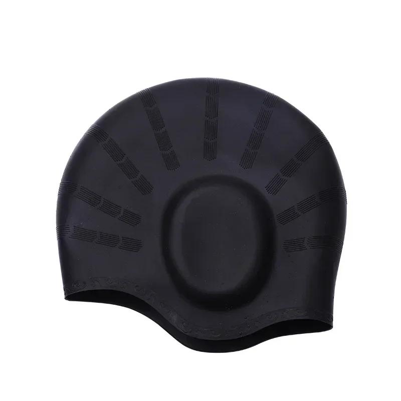 Professional Durable Silicone Swimming Cap with Ear Pockets for Adults and Teens Protects Long Hair and Provides High Elasticity
