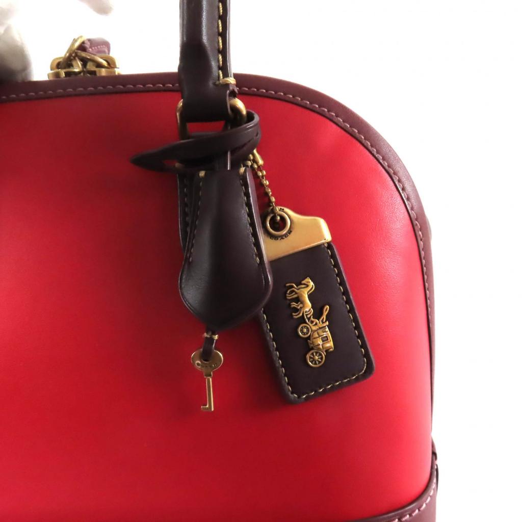 Ausgezeichnete COACH Handtasche Revel Colorblock Tasche Rotes Leder Damen CC412 Gebraucht