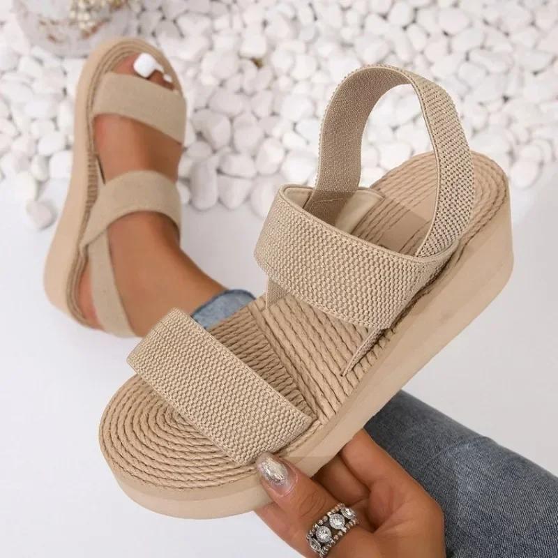 Fashion Wedge Shoes for Women 2025 New Summer Women's Sandals Lightweight and Comfortable Platform Sandals Simple Black Ladies Sandals