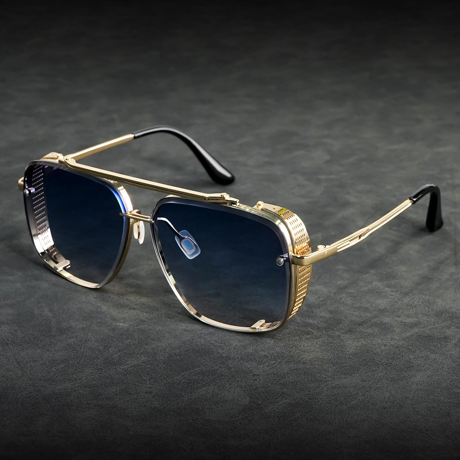 

Vintage Metal Double Bridge Fashion Glasses, Stainless Steel Frame, Retro Eyewear for Daily Leisure