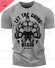 Let The Gains Begin Unisexs Oversized Tshirt Bodybuilder Dumbbell Gym Graphic Heavy Cotton Fitness Workout Streetwear