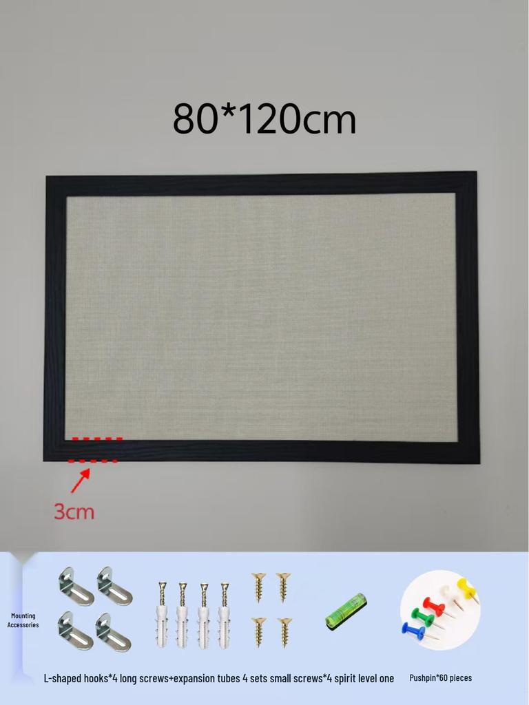 Black Frame Burlap Cork Board: Wall-Mounted Photo & Message Display for Kindergarten Theme