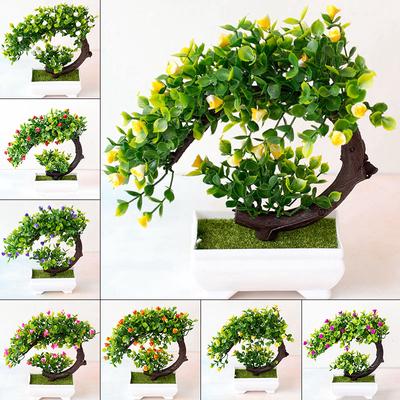 Artificial Bonsai Small Tree Pot Plants Fake Flowers Potted Ornaments Home Decor