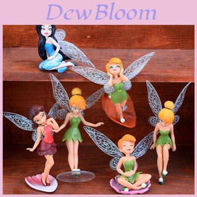 Flower Fairy Miniature Dollhouse Garden Decor Set Of 6 Fly Wing Figures Hand-painted Plastic Material 5-10cm Size