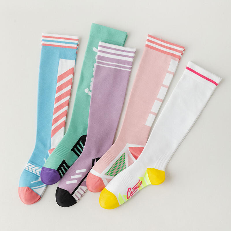 

1289 Colorful Sports Knee Socks Colored Knee Socks Yoga Pilates 03 Blue