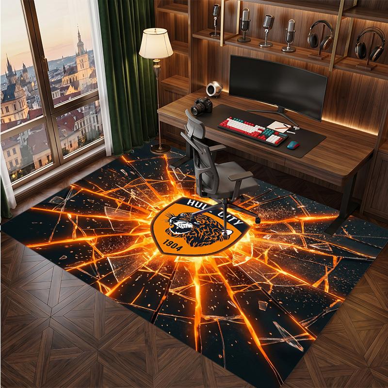 Tappeto in Velluto di Cristallo con Stampa Calcio Hull City, Comodo Assorbente d'Acqua Antiscivolo Tappeto per Pavimento Interno