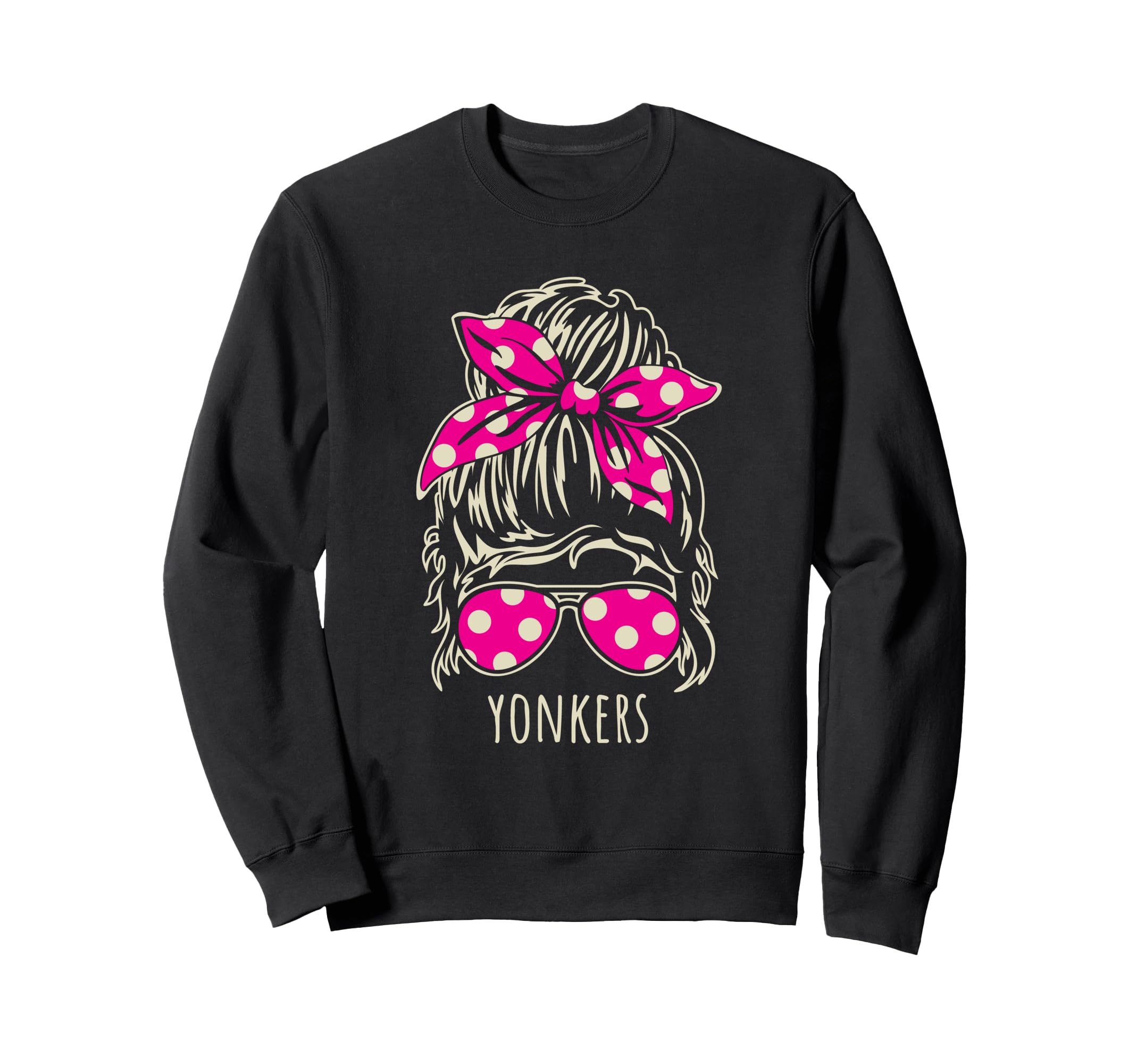 

City of Yonkers Messy Hair Bun Ribbon Sunglasses Design Sweatshirt