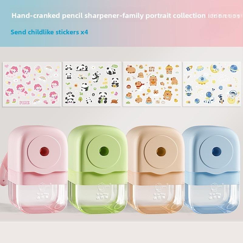Macaron Colored Pencil Sharpener Student Hand-crank Pencil Sharpener Large Diameter Drawing Stationery Cute School Supplies