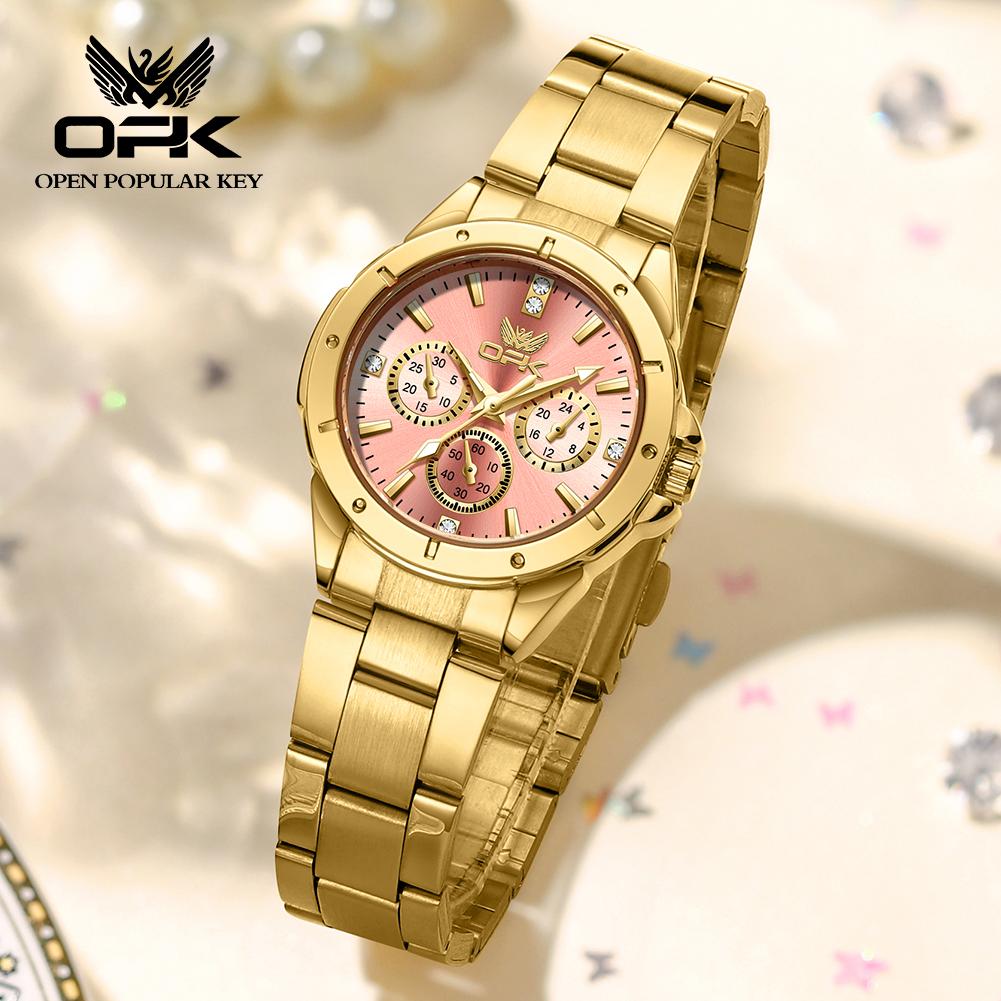 OPK Women Watch Fashion Brand Quartz Watch Waterproof Luminous Multifunctional Chronograph Watch For Women