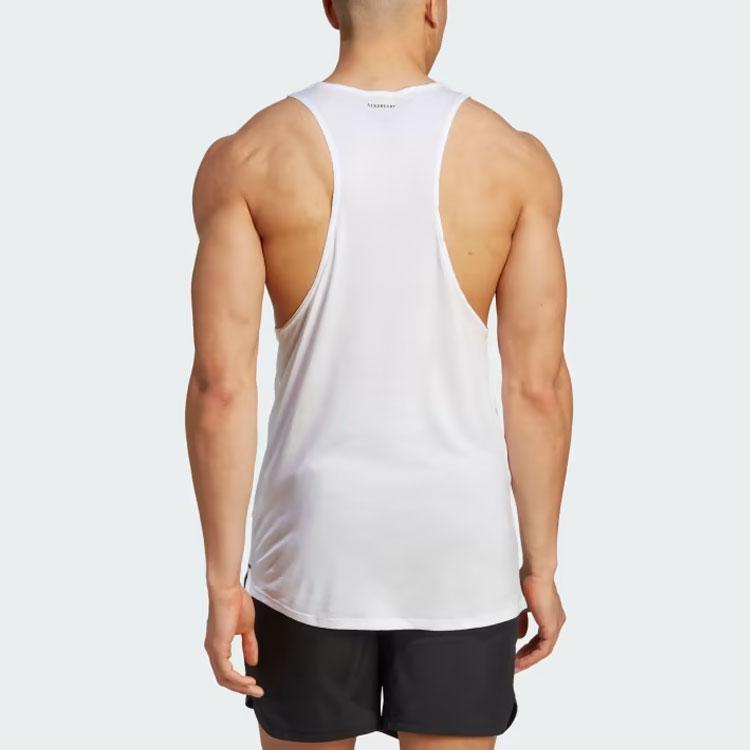 Adidas Workout Stringer Tank Top Solid Logo Sports Sleeveless Vest Men Tops White HY0768
