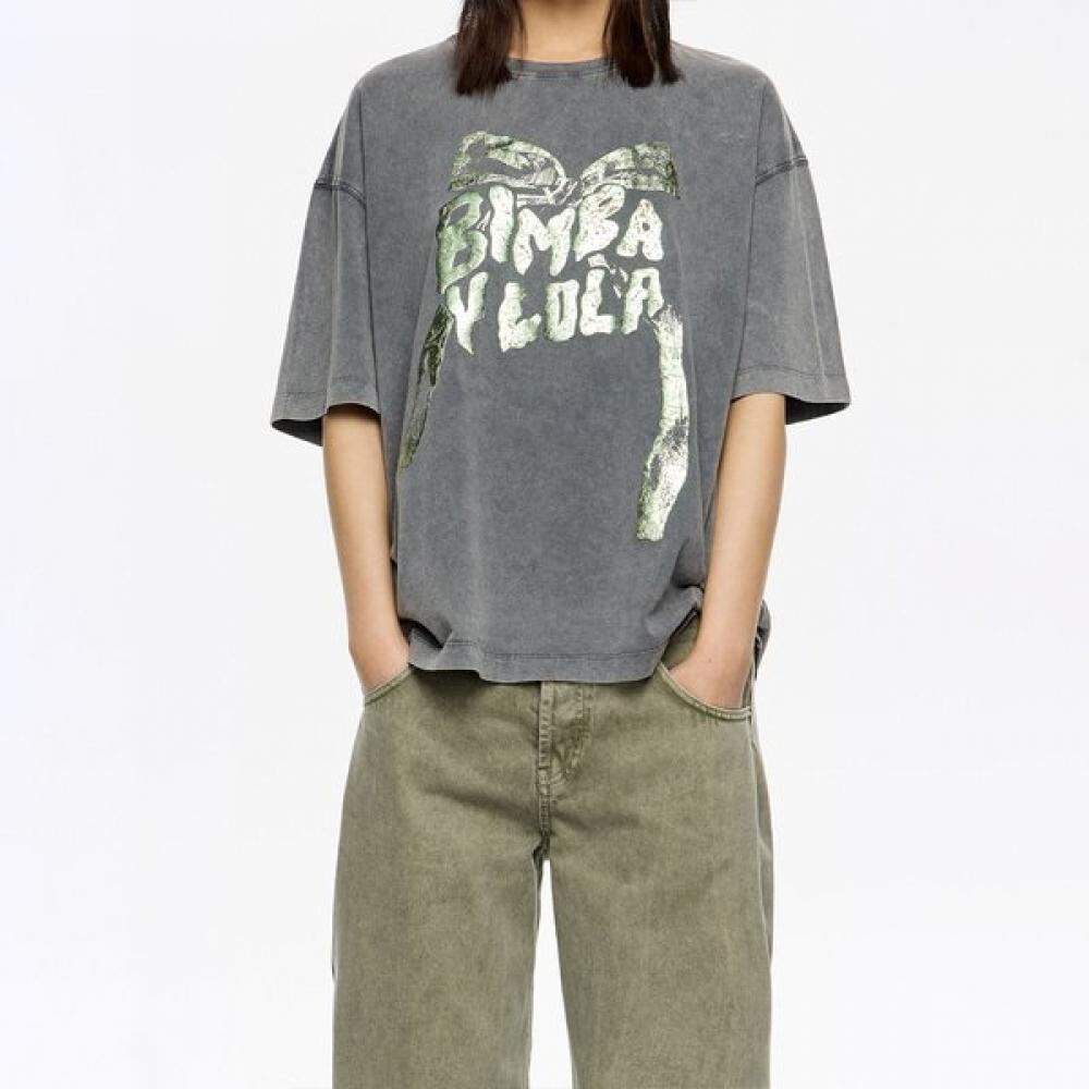 Bimba Y Lola LighT graY Logo Tie T shirT b256awT016grb Gray/XS