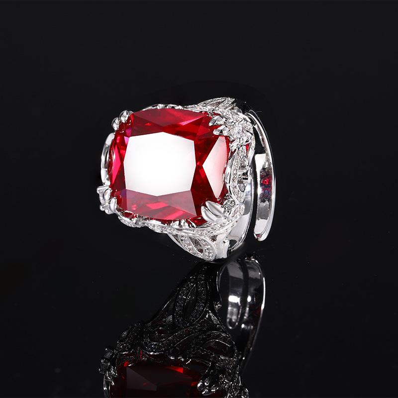 Schmuck Kupferboden Vergoldet Simulation Schatz Korund Fett Rechteckig Luxus Eingelegter Ring Damen 14 * 16