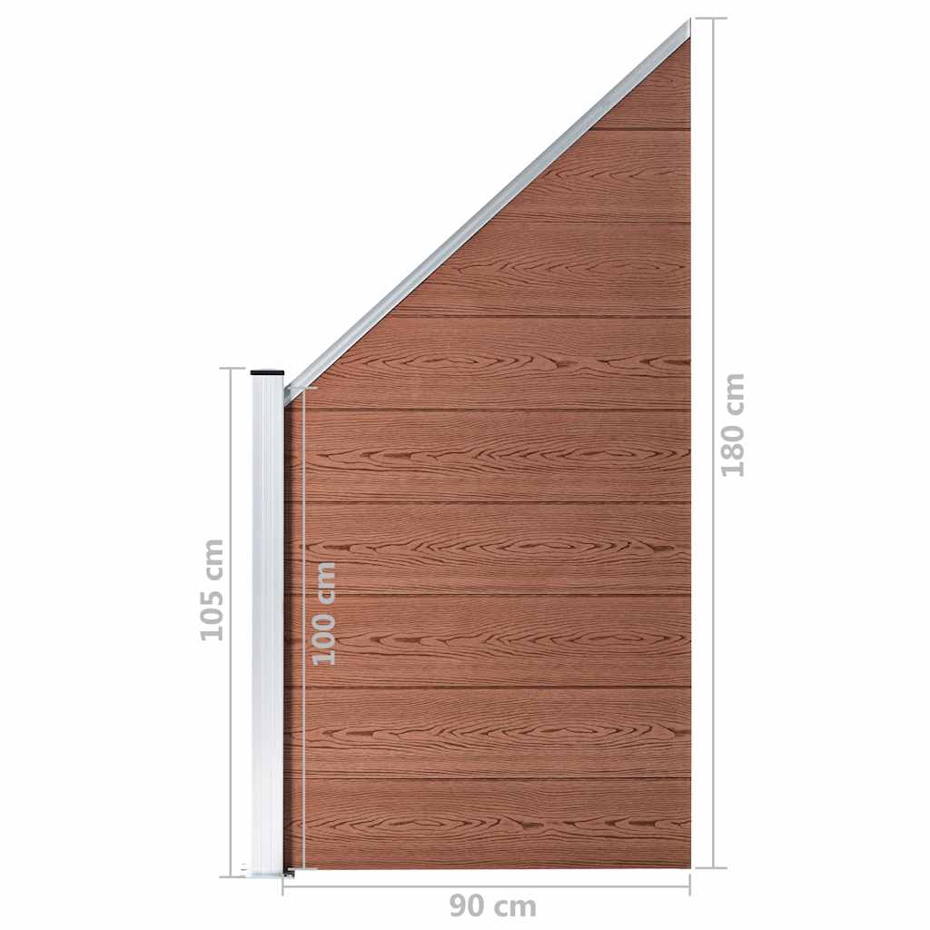 WPC Fence Set: 1 Square Panel + 1 Diagonal Panel 273 x 186 cm Brown