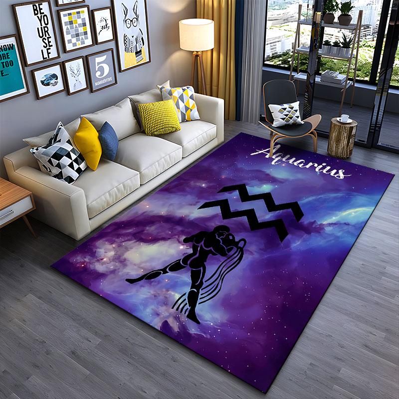 Aquarius Zodiac Space Theme suitable as a non-slip mat for the living room or bedroom sofa