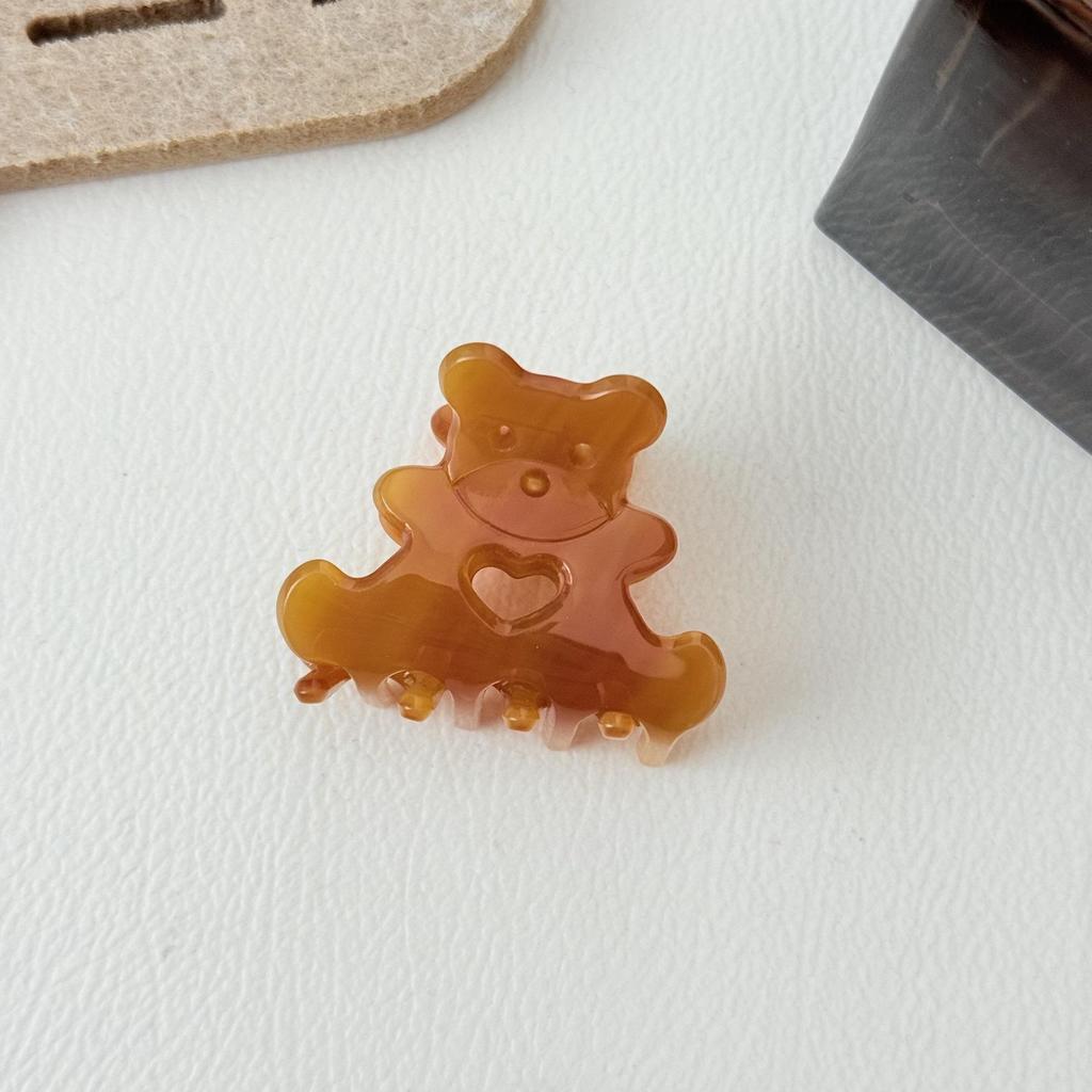Medium Love Heart Bear Acetate Claw Hair Clip - Cute & Exquisite Hair Accessory