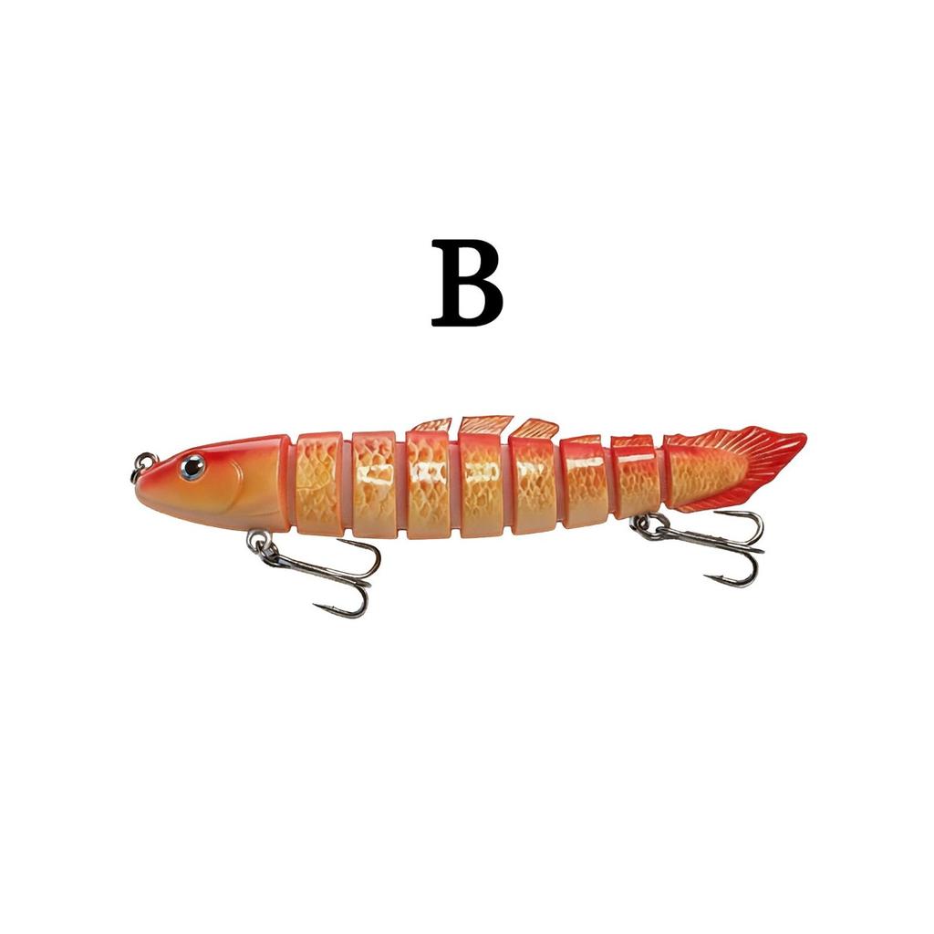 Eight-section bionic pike lure with realistic swimming action. Sharp hooks for solid hooksets, ideal for catching aggressive freshwater predators.