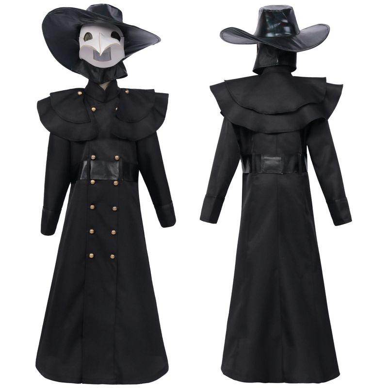 Halloween Adult Medieval Steampunk Style European and American Plague Doctor Costume with Bird-Beak Crow Mask