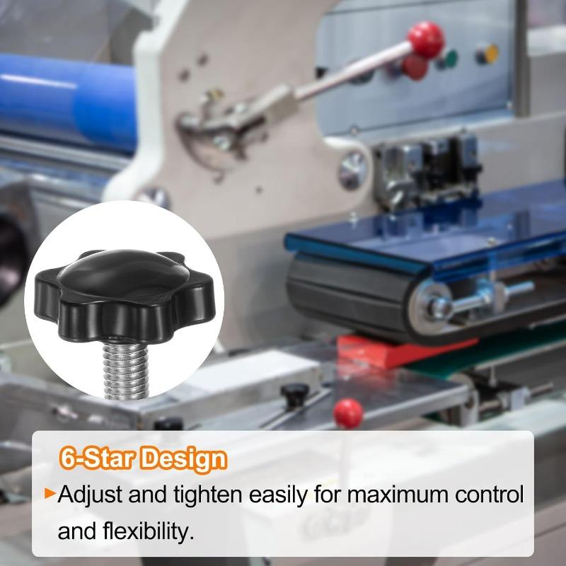 Star Hand Knob Screws Bolt M5 Thread Carbon Steel Clamping Knob Plum Blossom Shape Plastic Grip Handle Tightening Fastener Bolt