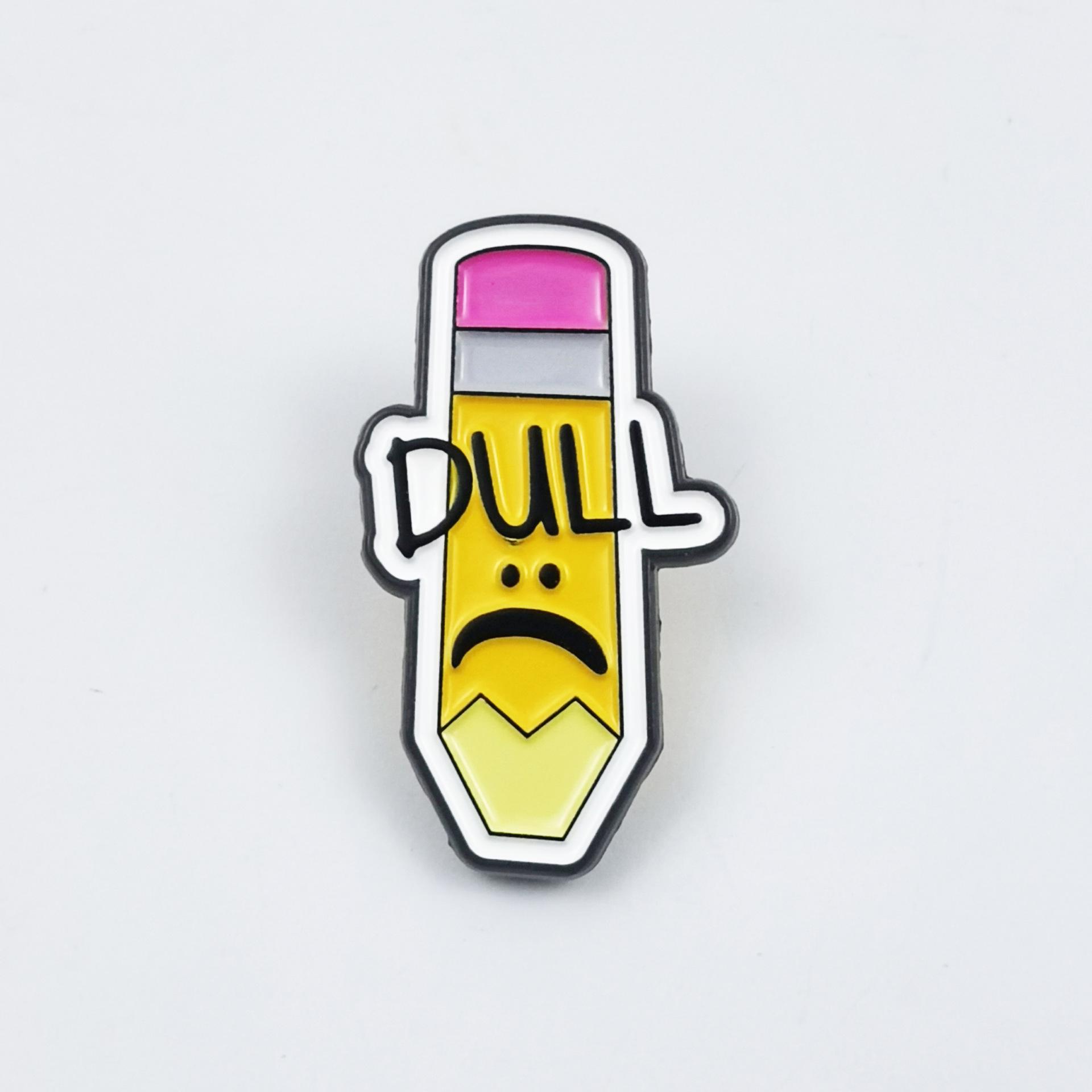 Cartoon Pencil Brooch with English Lettering - Drip Glaze Fashion Accessory Badge