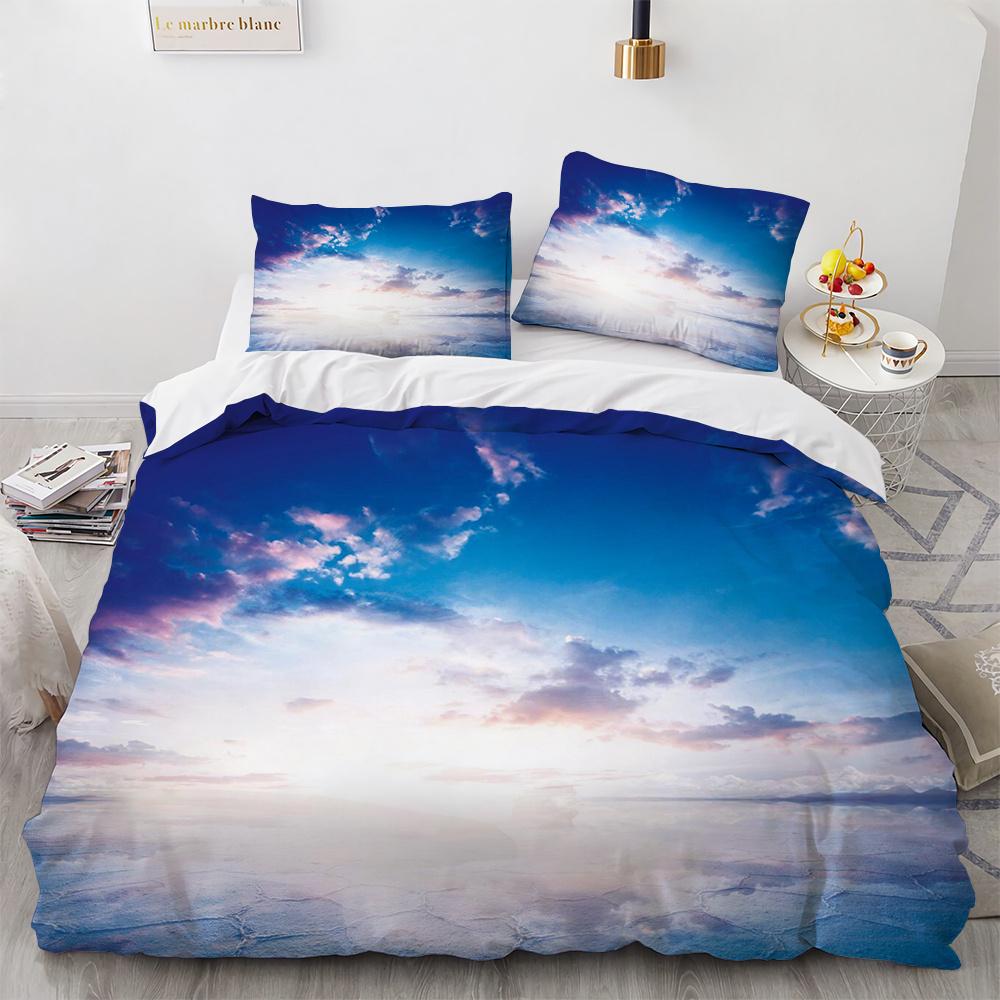 

Комплект постельного белья Blue Sky Cloud King Queen Full Size для детей Мальчики Девочки Комплект постельного белья из полиэстера Пододеяльник с рисунком Пейзаж 150x200cm 3pcs