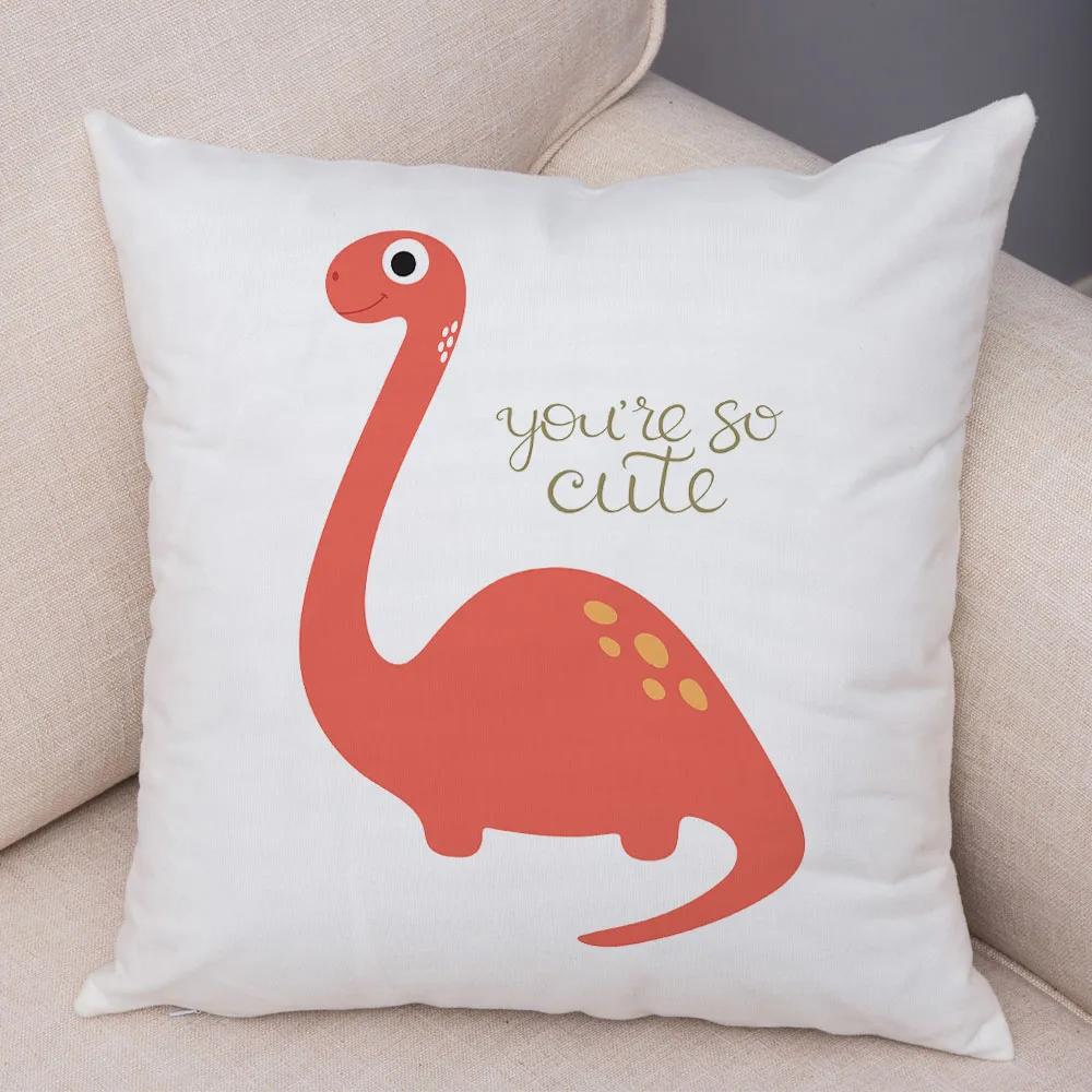 Niedlicher Jurassic Dinosaurier Kissenbezug Dekorative Cartoon Tier Kissenhülle Kinderzimmer Sofa